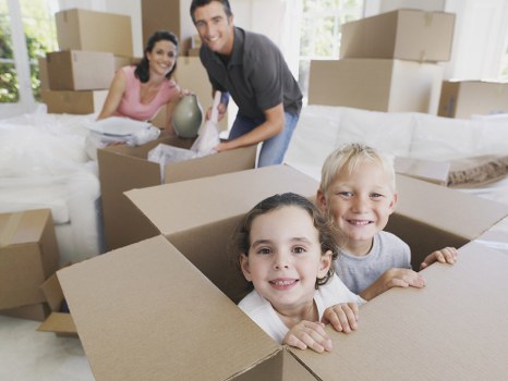 Recycling-focused moving van and sorted boxes in Finchley