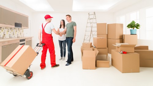 Packed moving boxes ready for a local house move in Finchley