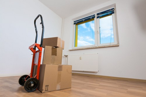 Checklist and labelled boxes for office relocation preparation