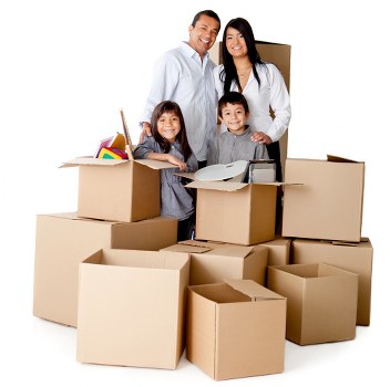 Packed boxes and household items ready for collection in Finchley
